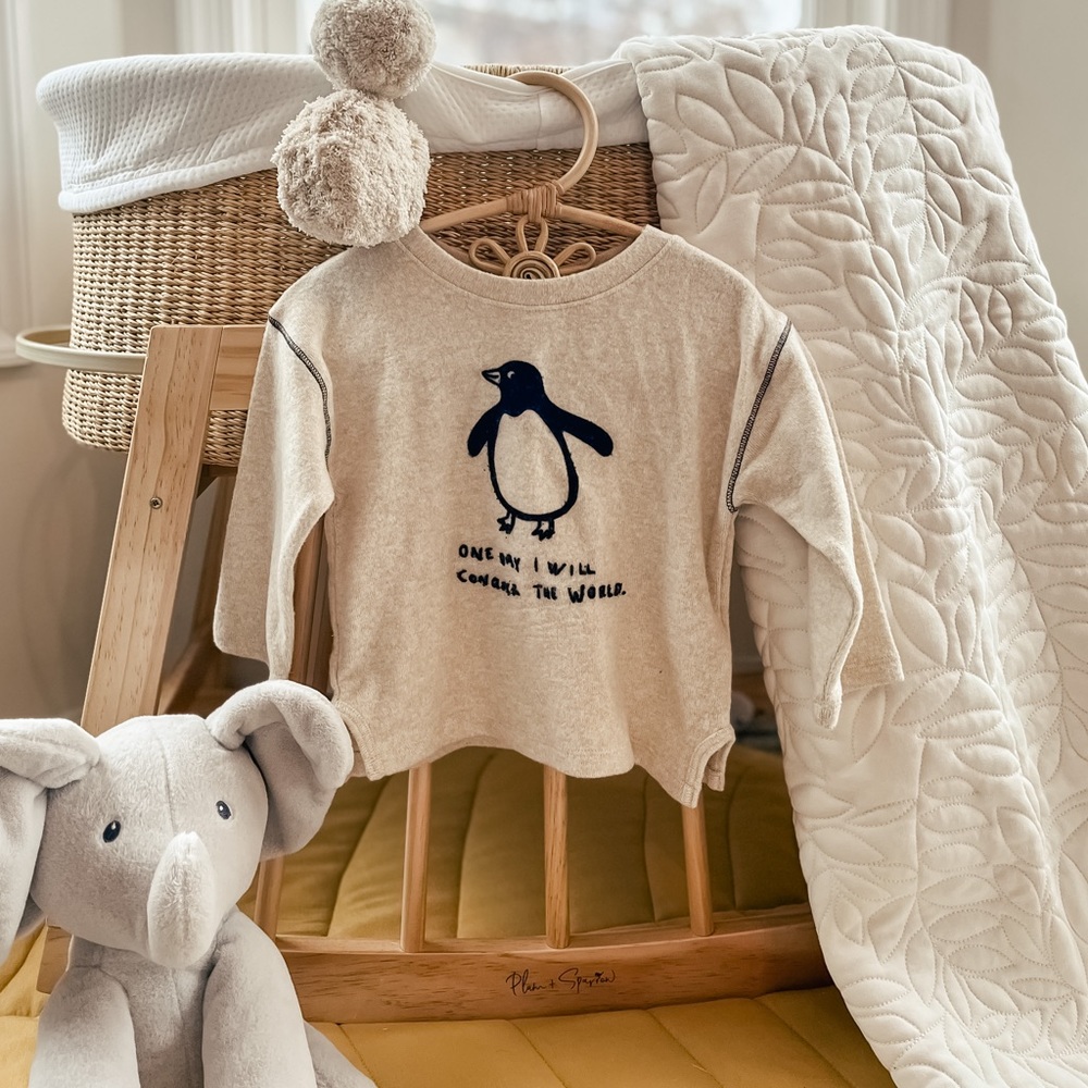 Zara baby girl or unisex warm shirt penguin 12-18m